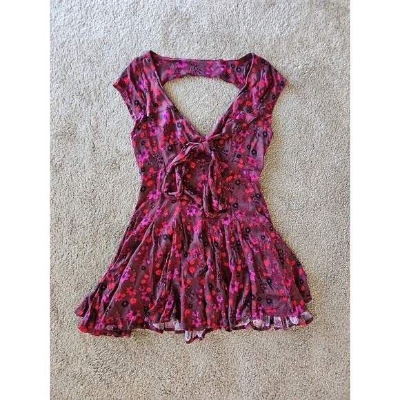 Free People It Takes Two Floral Wrap Dress in Plum Combo Size Small NWOT $128 - Picture 1 of 10